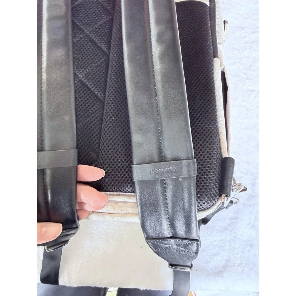 Paperclip Willow Diaper‎ Bag Backpack Cream Black Quilted with Changing Station